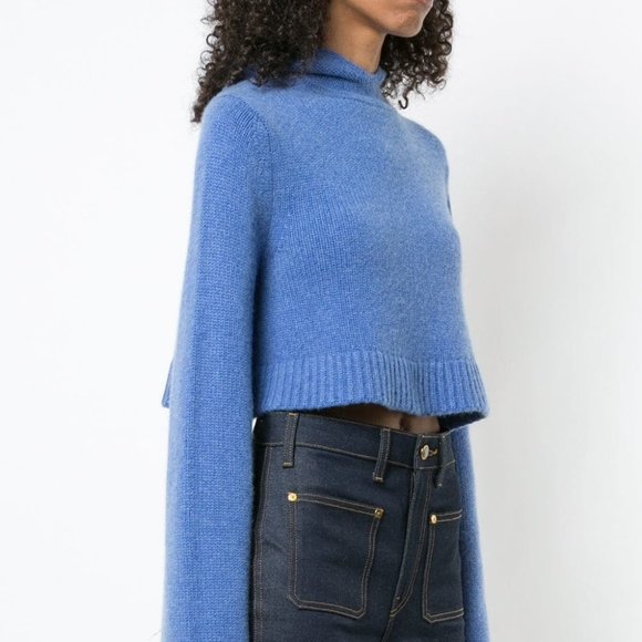 Khaite Josephine Cashmere Knit Hoodie Sweater in Blue - Picture 10 of 12